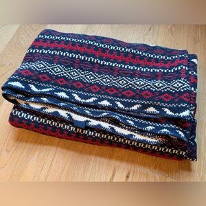 Vintage Ralph Lauren 86x90 Cotton Blanket—Southwestern Aztec-Blue and Red